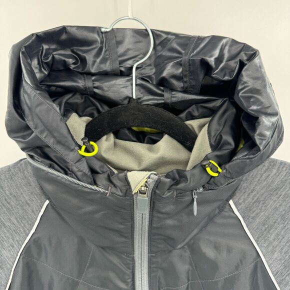 TITLE NINE Gray Black WillPower Lightweight Full Zip Packable Hood Jacket Size L - Picture 2 of 11